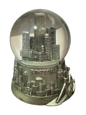 Boston Silver Tone Skyline Snow Globe